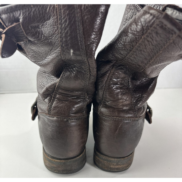 Frye Veronica Slouch Boots Women's 6 B Brown Leather Boho Grunge Moto Buckle - Picture 11 of 16